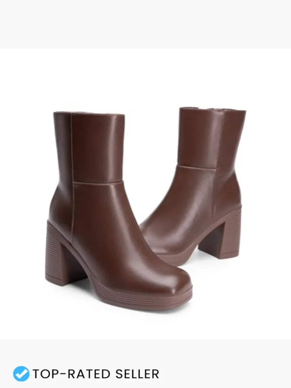 Platform Gogo Ankle Boots Chunky High Heels Square Toe Comfort Party Dress Side